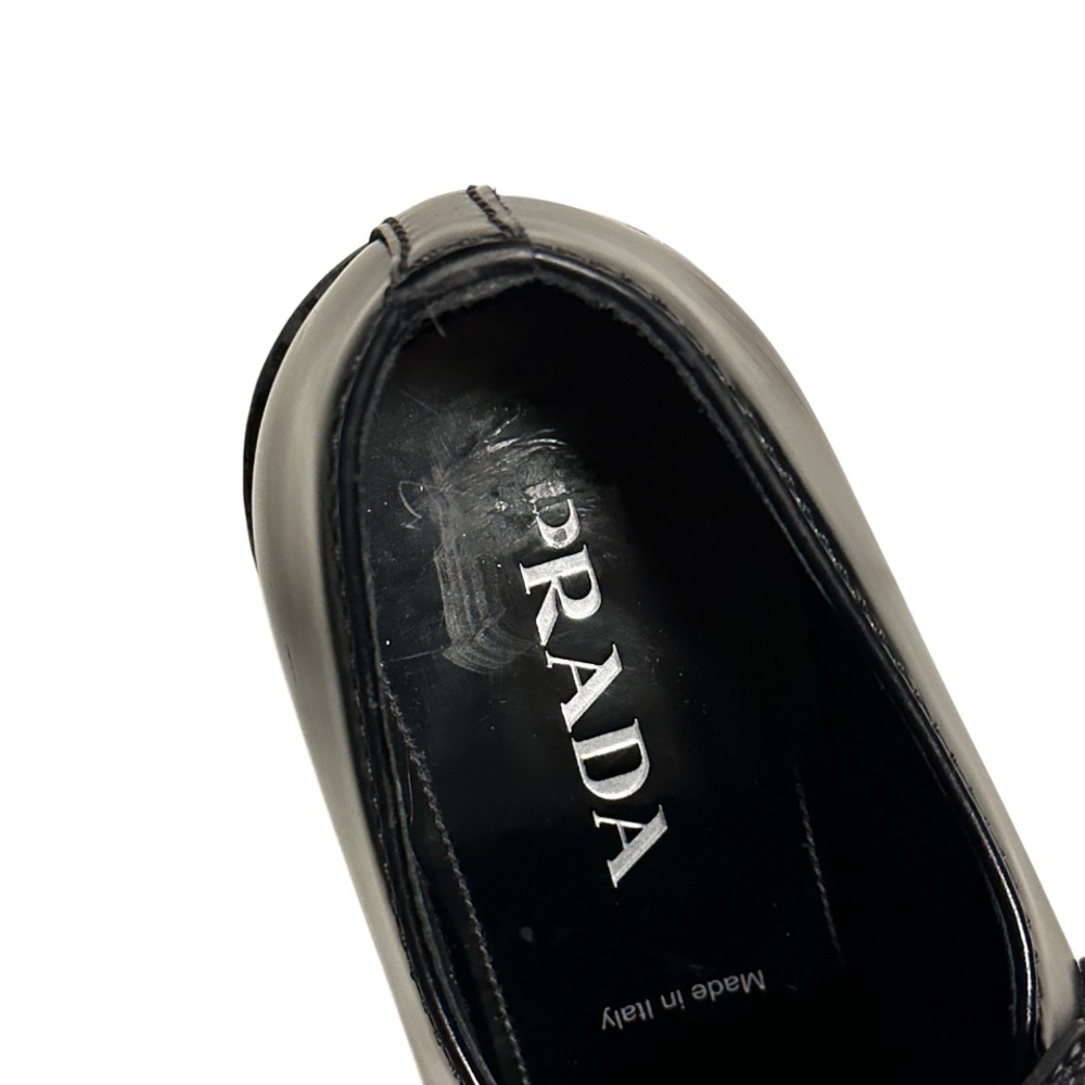 Prada Chocolate Brushed Leather Loafers Black - Picture 4 of 10